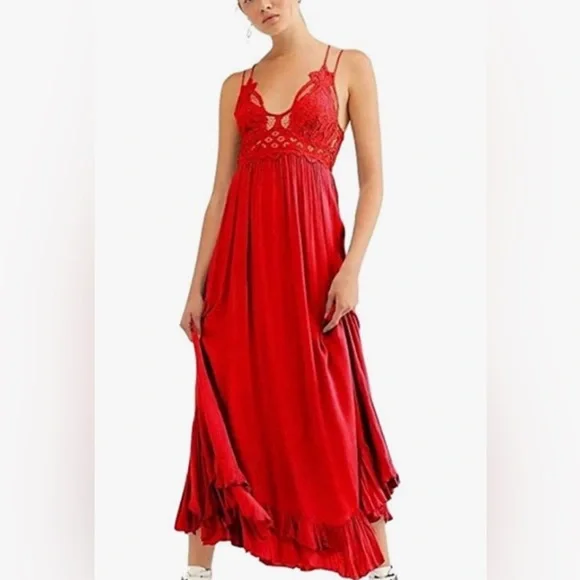 FP One Adella Maxi Slip at Free People in Red, Size: S